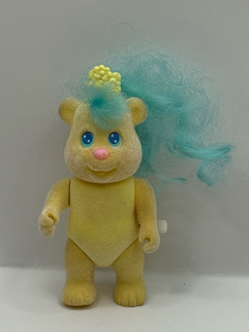 Vintage Tyco Itsy Bitsy Bears Flocked Bear Figure Toy Blue Hair